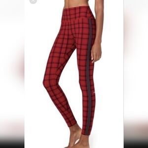 Alo Occasion Red Plaid Logo leggings